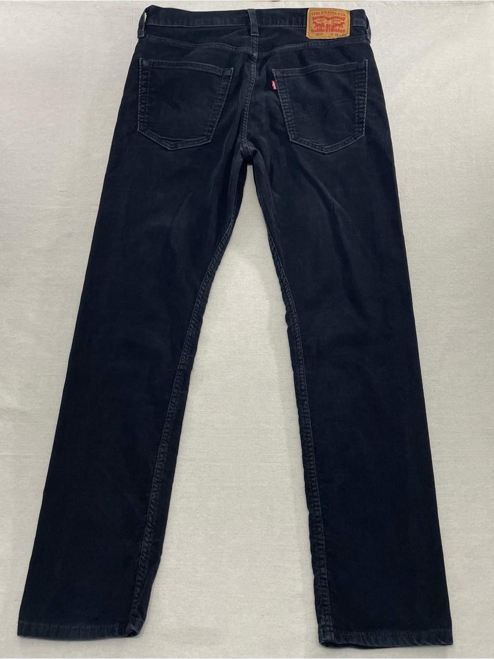 Levis 502 Regular Slim Taper Corduroy Jeans Mens Size W32 L32 Black Mid Rise